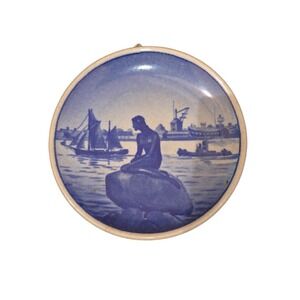 Royal Copenhagen Little Mermaid Blue White Porcelain Mini Plate Denmark